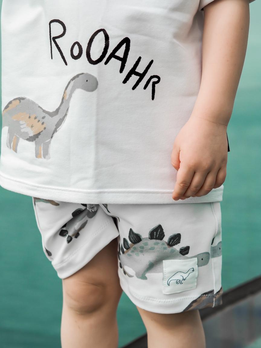Bügelbild Dinosaurier Crew "Roaar" Schriftzug