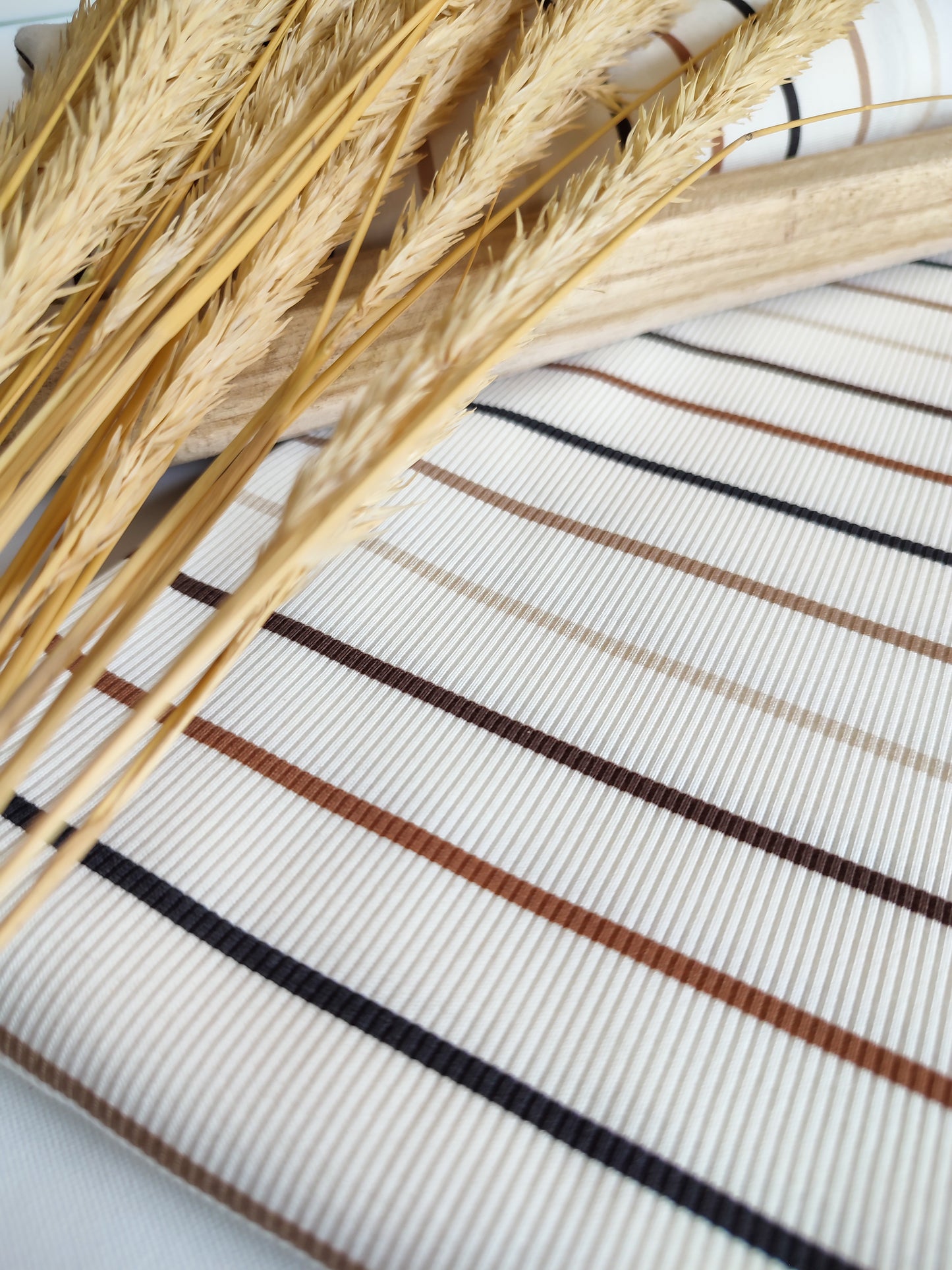 Lovely Stripes Natural Brown Reststück French Terry
