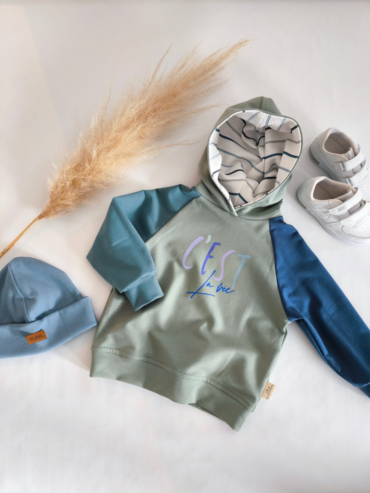 Goody Hoody Kapuzenpullover Colour Blocking Style "Cést la Vie" Gr. 98