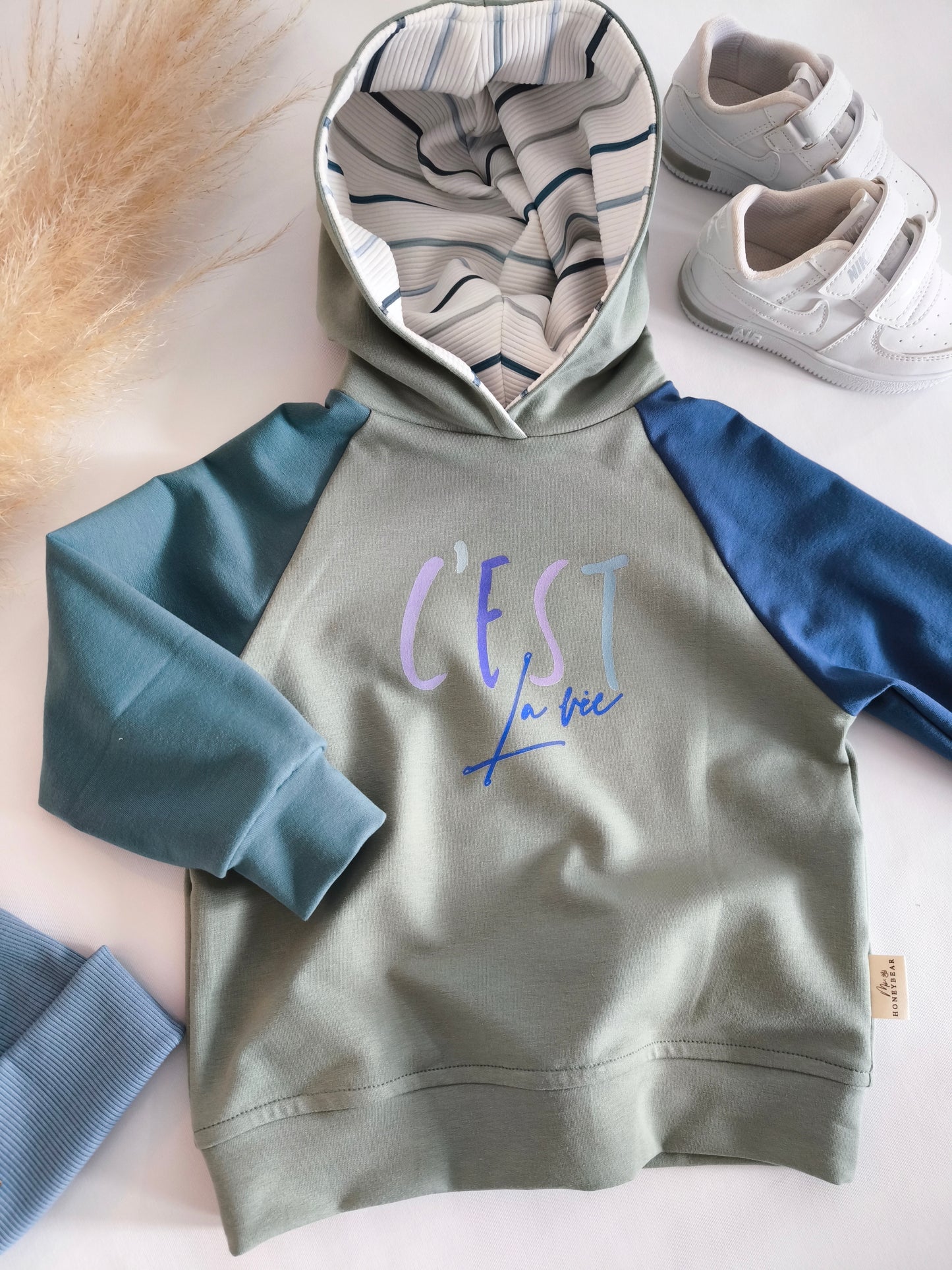 Goody Hoody Kapuzenpullover Colour Blocking Style "Cést la Vie" Gr. 98