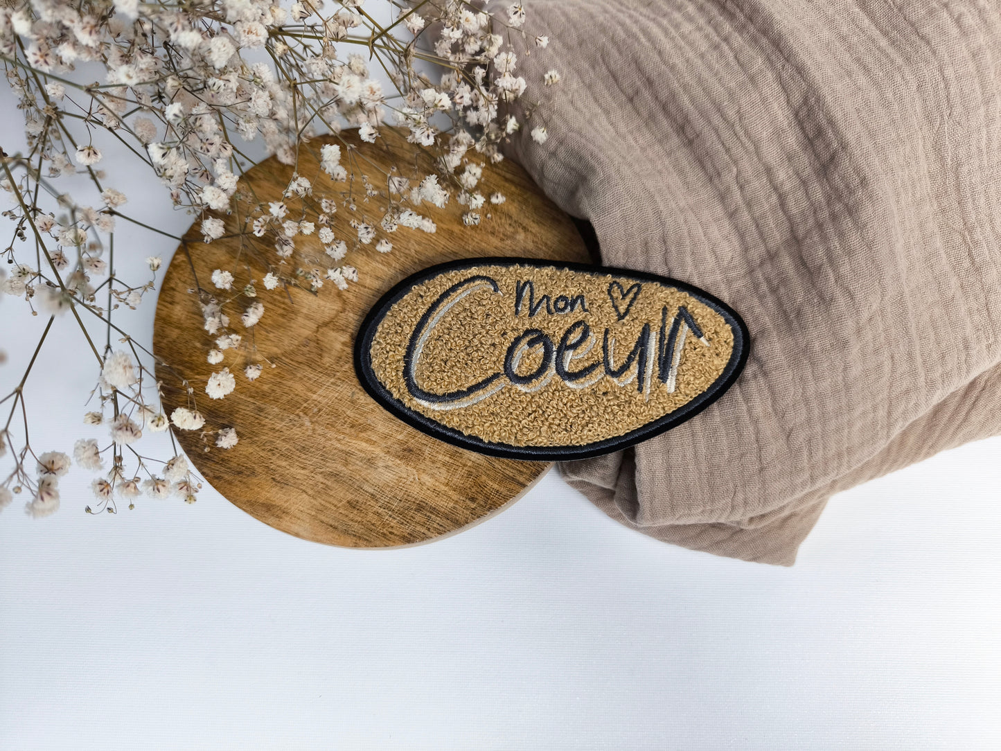 Chenille Patch "Mon Coeur" Mein Herz