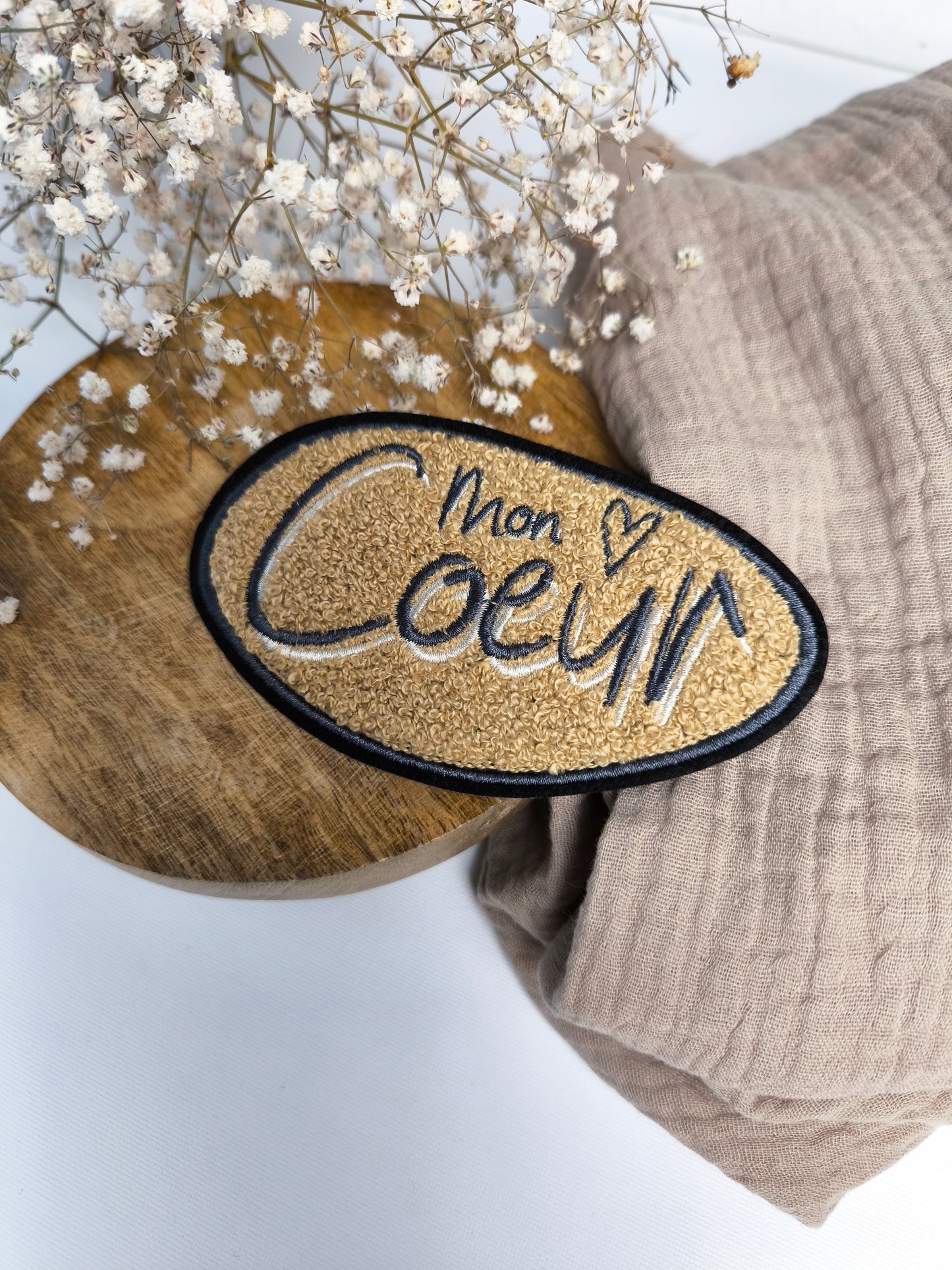 Chenille Patch "Mon Coeur" Mein Herz
