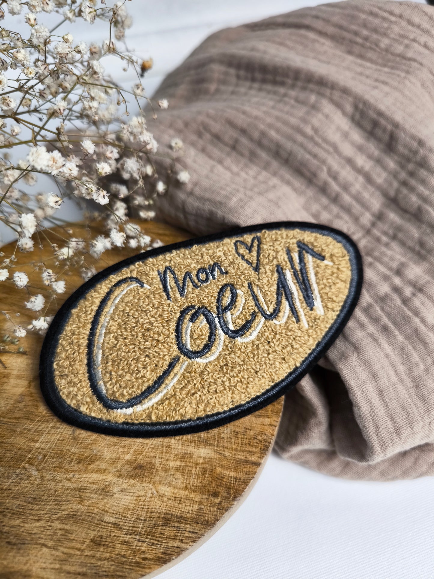 Chenille Patch "Mon Coeur" Mein Herz