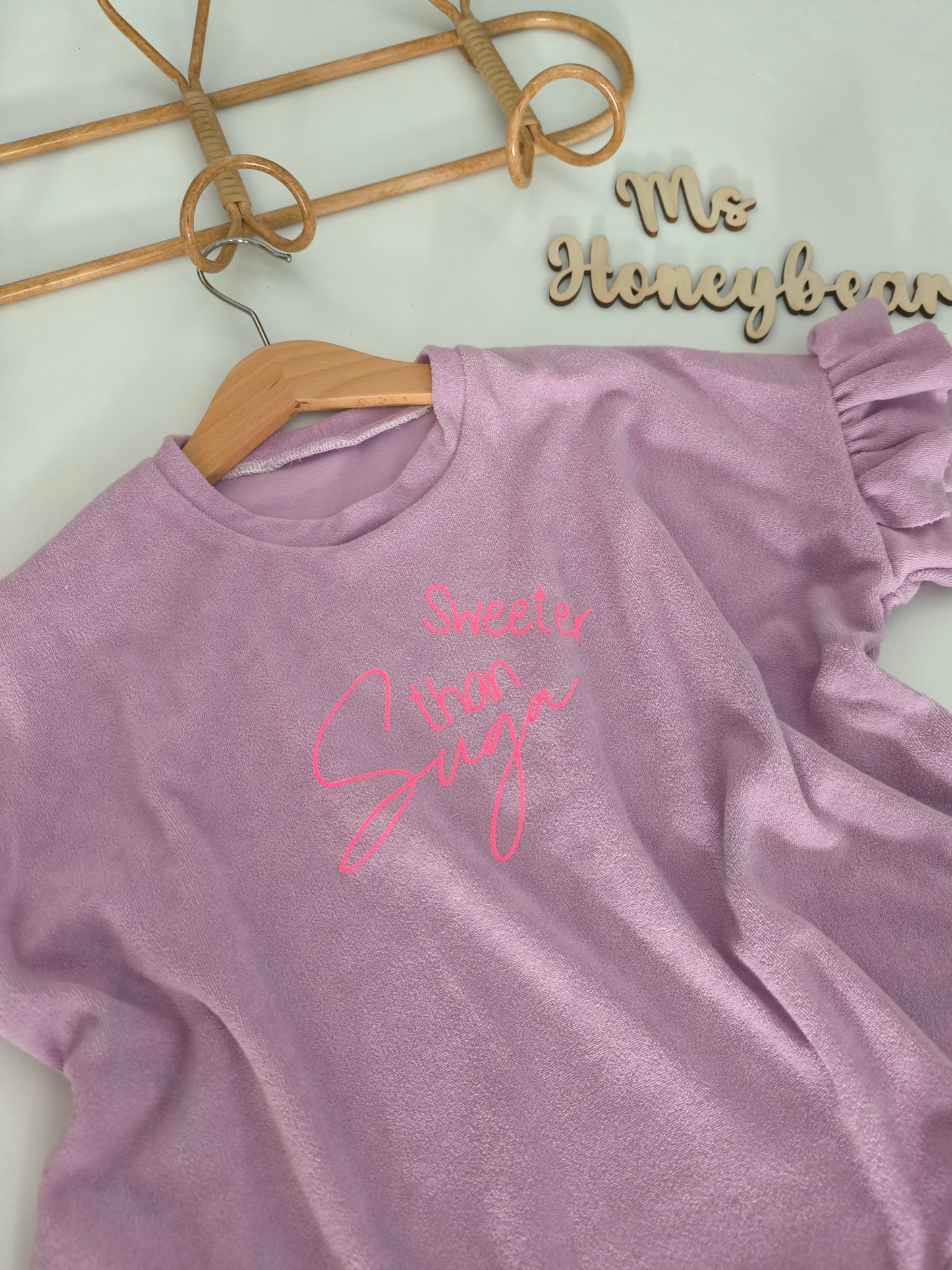 Easy Sweater Flieder Jersey Frottee "Sweeter than Suga" Gr. 98/104