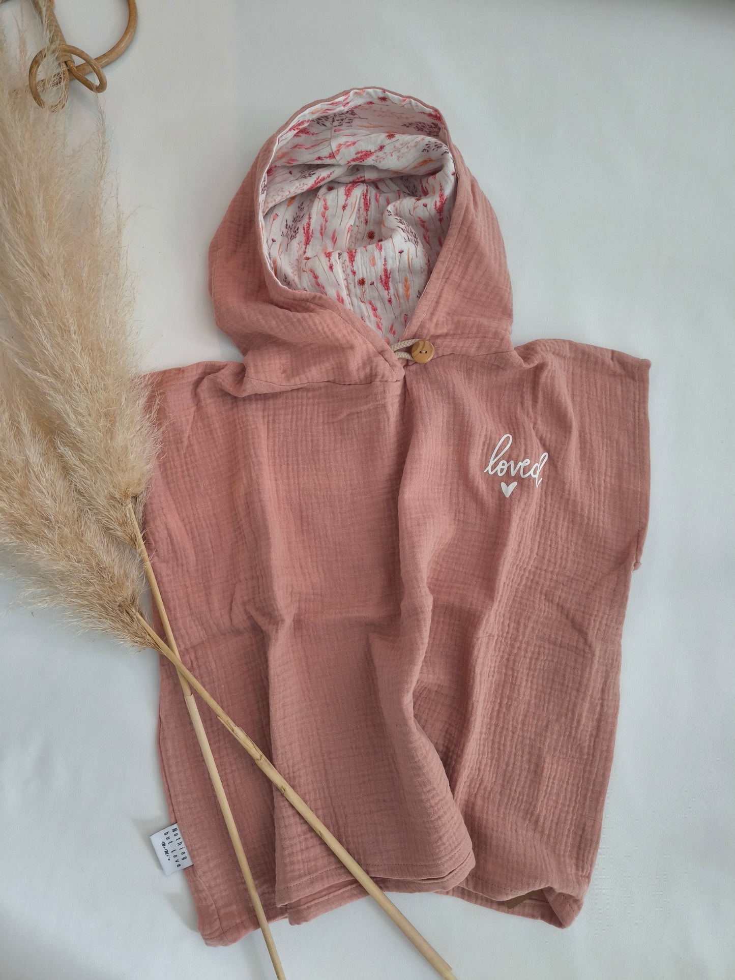 2. Wahl Musselin Badeponcho Altrose "Wilde Blume" 6 Monate -2 Jahre