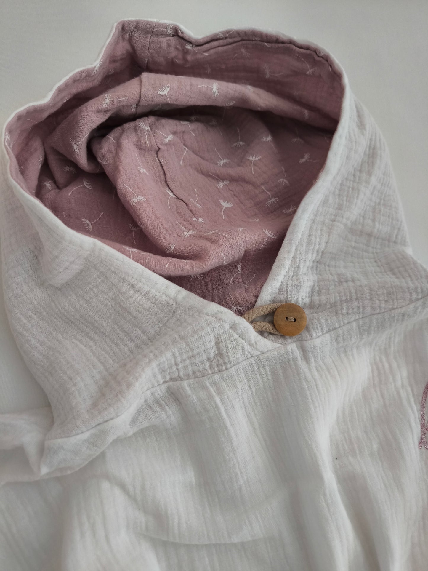 Musselin Badeponcho Off White "Pusteblume" 6 Monate -2 Jahre