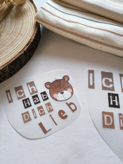Bügelbild Benno Bär "Ich hab dich lieb"