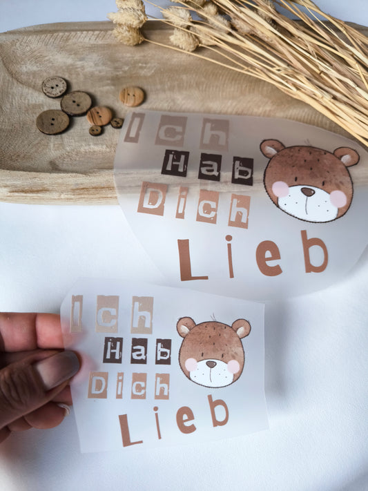 Bügelbild Benno Bär "Ich hab dich lieb"