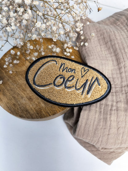 Chenille Patch "Mon Coeur" Mein Herz