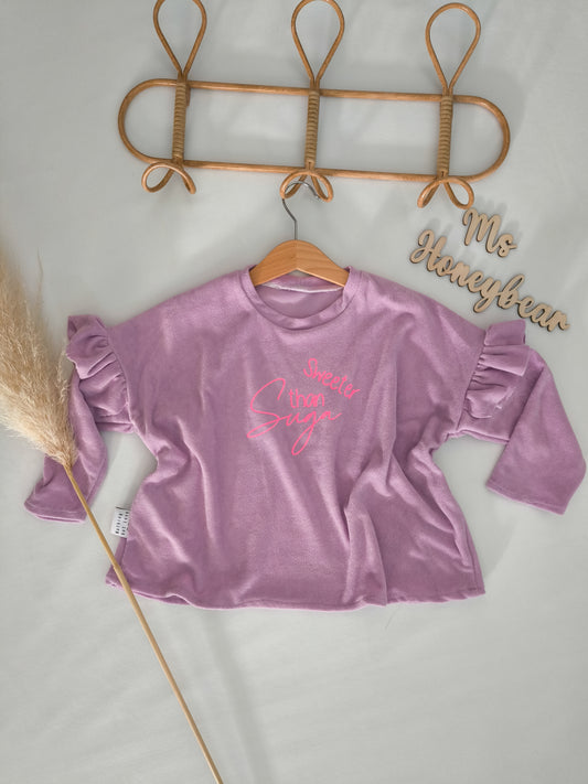 Easy Sweater Flieder Jersey Frottee "Sweeter than Suga" Gr. 98/104