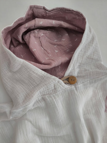 Musselin Badeponcho Off White "Pusteblume" 6 Monate -2 Jahre