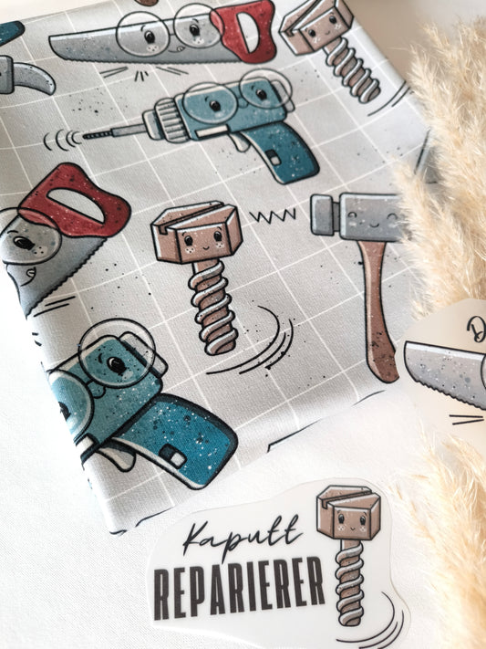 Bügelbild "Kaputt Reparierer" Schraube