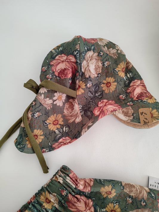 Musselin Sonnenmütze mit Nackenschutz "Wildflower" 4-18 Monate