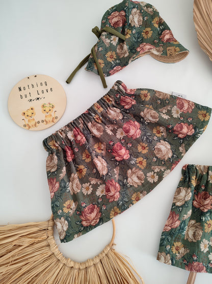 Musselin Sonnenmütze mit Nackenschutz "Wildflower" 4-18 Monate